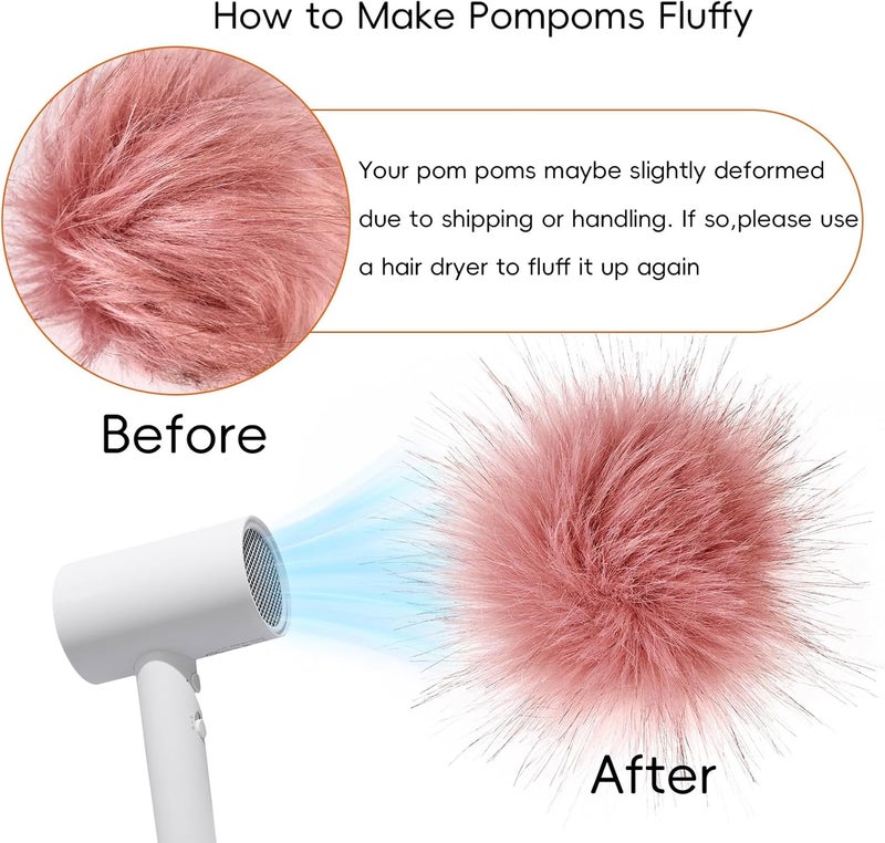 Daieeparty Daieparty 40Pcs Dark Color Faux Fur Pom Pom Balls,Fluffy Pompom Balls with Elastic Loop Ball Detachable Knitting Accessories for Knitting Hats Beanies Shoes,Scarves,Glove - Image 4